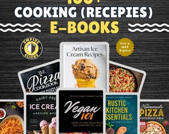 PLR Ebooks Cookbook Bundle | 100 Digital Cookbooks With Resell Rights | Digital Recipe Book Pack | Passive Income | MRR