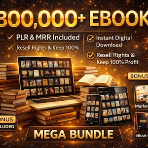 Över 300 000 e-böcker i megapaket med PLR och MRR, återförsäljningsrättigheter, digitalt bibliotek med affärsinnehåll, direktnedladdning, megapaket med återförsäljbara e-böcker