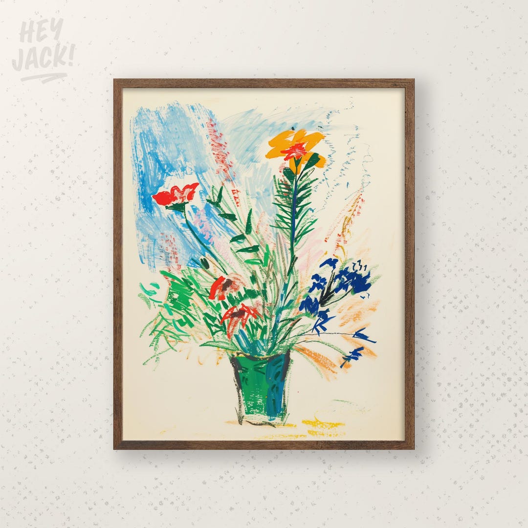 Colorful Flower Vase Wall Art Print – Bright Botanical Still Life ...