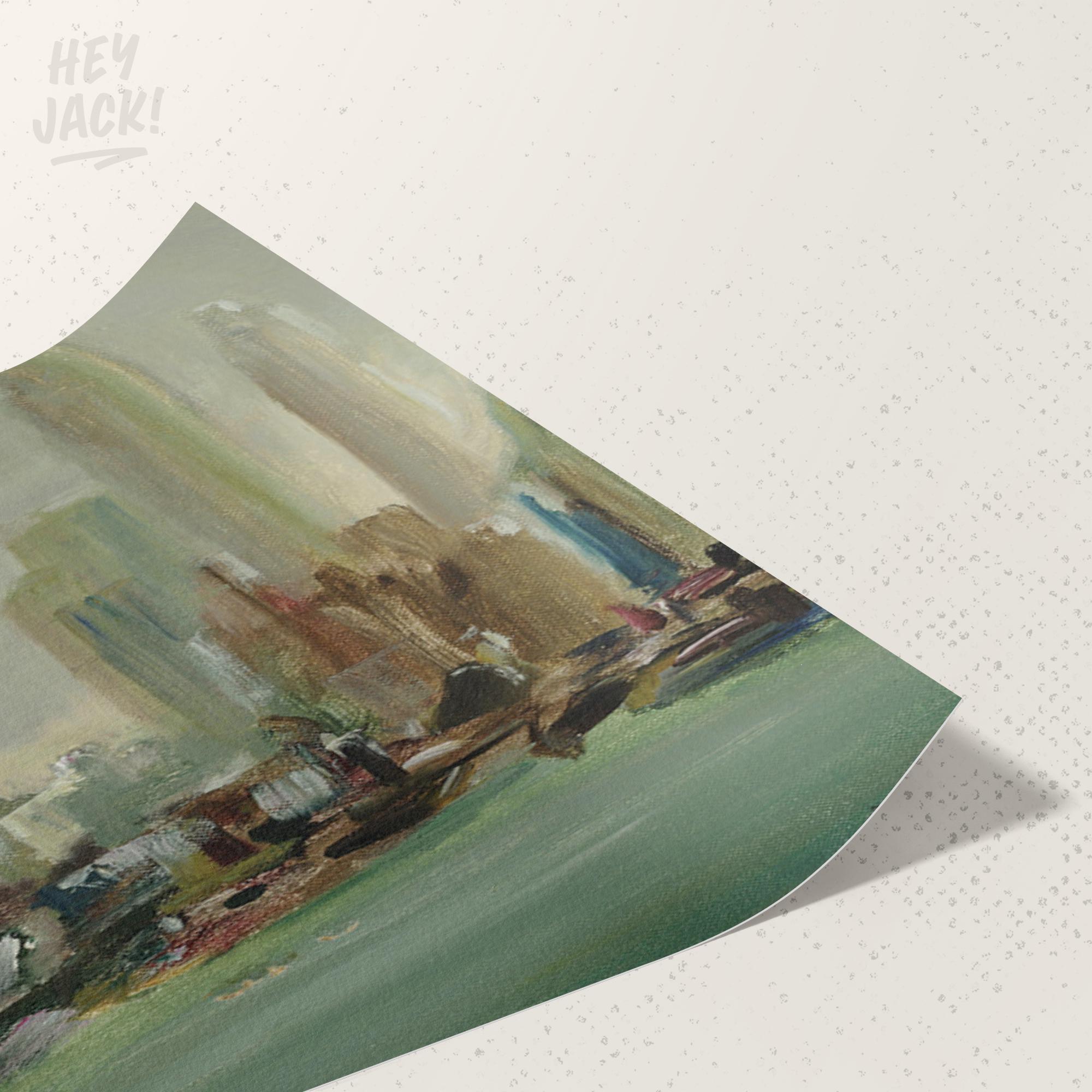 抽象的な都市景観のアートプリント - コットン紙に描かれた近代的な