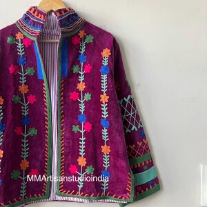 Suzani Floral Velvet Jacket | Winter Coat |Vintage-Inspired Bohemian Festival Jacket | Ethnic Outerwear | Gift for her image 5