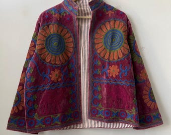 Embroidered Velvet Suzani Jacket | Boho Festival Coat | Gift For Her