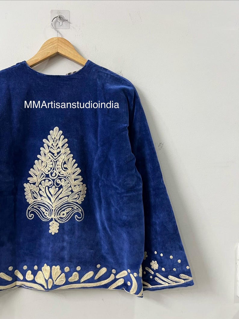 Handmade Velvet Jacket – Floral Embroidered Coat – Boho Suzani Style Festival Outerwear – Women’s Ethnic Clothing image 10
