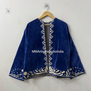 Handmade Velvet Jacket – Floral Embroidered Coat – Boho Suzani Style Festival Outerwear – Women’s Ethnic Clothing image 1