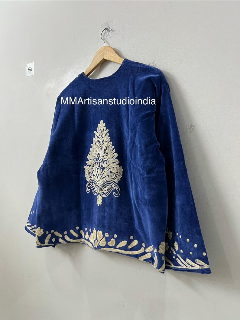 Handmade Velvet Jacket – Floral Embroidered Coat – Boho Suzani Style Festival Outerwear – Women’s Ethnic Clothing image 12