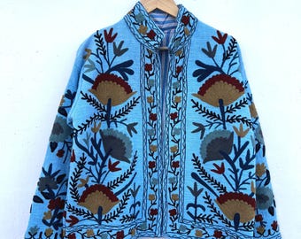 TNT Suzani Cotton Jacket | Duster Coat | Winter Suzani Jacket | Floral Coat | Gift For Her | Summer Coat | Chic Coat