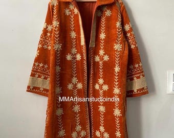 Suzani Langer Mantel Frauen Boho Gestickte Jacke Vintage ethnische Erklärung Winter Festival Wear Samt Suzani Manteljacke
