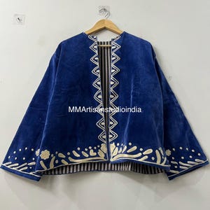 Handmade Velvet Jacket – Floral Embroidered Coat – Boho Suzani Style Festival Outerwear – Women’s Ethnic Clothing image 2