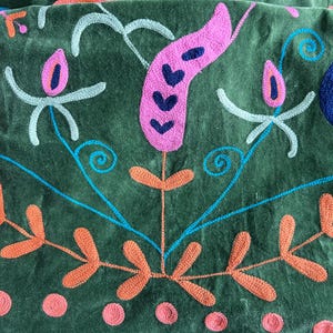 Green Long Velvet Suzani Robe Jacket –Embroidered Boho Coat – Uzbek Textile – Bohemian Kimono Robe – Floral Statement Wear | Luxury Gifts image 14