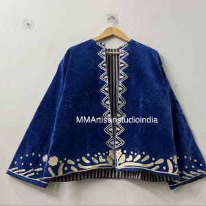 Handmade Velvet Jacket – Floral Embroidered Coat – Boho Suzani Style Festival Outerwear – Women’s Ethnic Clothing image 3
