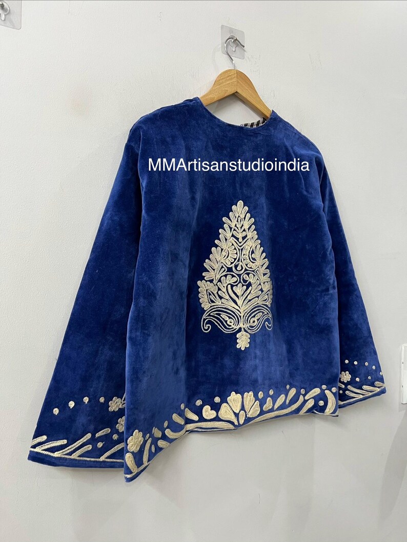 Handmade Velvet Jacket – Floral Embroidered Coat – Boho Suzani Style Festival Outerwear – Women’s Ethnic Clothing image 11