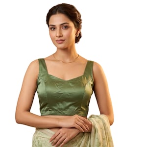 Green Indian Crop Top Bustier – Backless Sari Blouse – Chic Lehenga Top – Indo Western Top Women