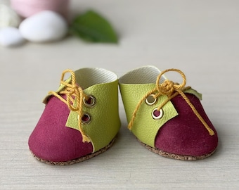 Handmade Leather Doll Shoes: Customizable Cork Sole, 2-inch