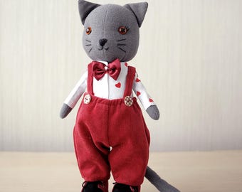 Gato británico gris – Muñeca textil hecha a mano