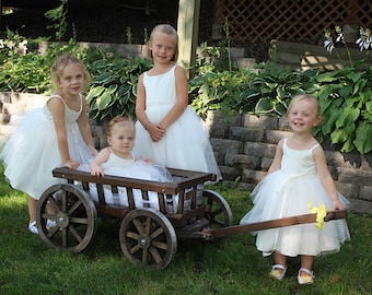 Medium  Flower Girl Wedding Wagon- Stained Dark or Light Brown