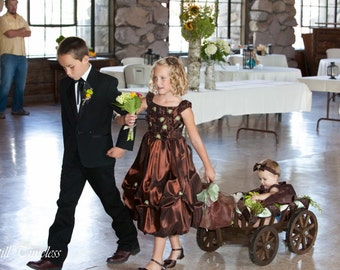 Small  Flower Girl Wedding Wagon - Stained Dark or Light  Brown