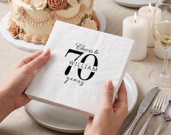 Servilletas de cóctel personalizadas para cumpleaños, decoraciones para fiestas con nombre y edad personalizados.