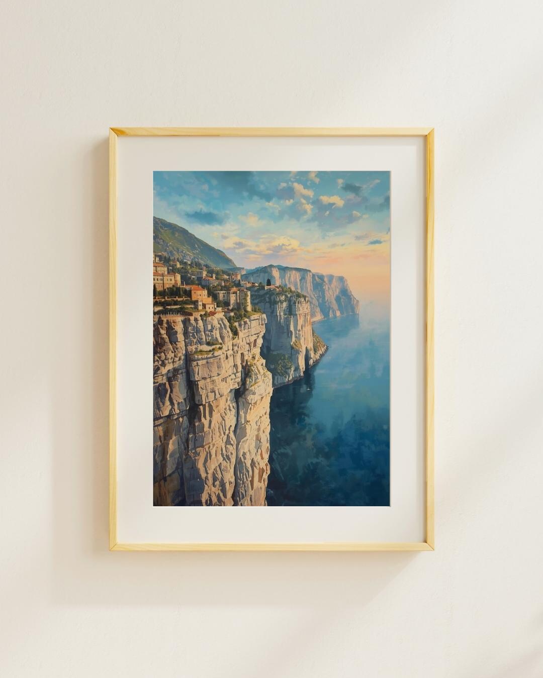 Coastal Village Wall Art 30x40 Cm Poster, Cliffside Ocean Print ...