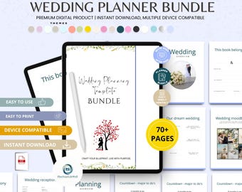 Plantillas para planificar bodas / Planificador editable en Canva / PDF imprimible para bodas