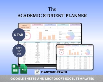 Student Planner Spreadsheet | Google Sheets & Excel (Digital Download)