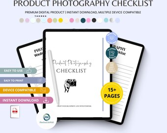 Lista de verificación para fotografía de productos / Plantilla editable de Canva / Fotografía imprimible en PDF