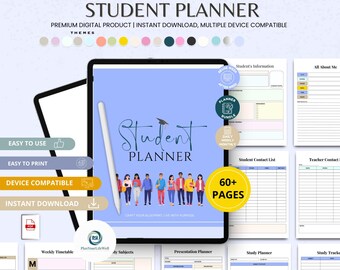 Planificador estudiantil / Plantilla editable de Canva / Planificador académico imprimible en PDF