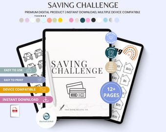 Desafío de ahorro imprimible / Desafío financiero de 52 semanas / Seguimiento de presupuesto y ahorro / Planificador financiero / Plantilla editable de Canva