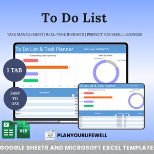 May include: A digital to-do list and task planner displayed on a laptop and tablet. The interface shows task management features with charts and graphs. The image includes the text "To Do List" and "Task Management".