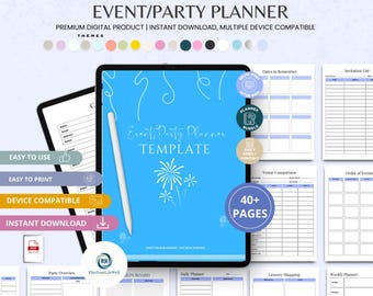 Plantilla editable de planificador de eventos y fiestas / PDF imprimible de Canva