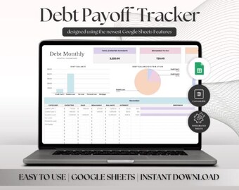 Debt Payoff Tracker Spreadsheet for Excel, Google Sheets (Digital Download)