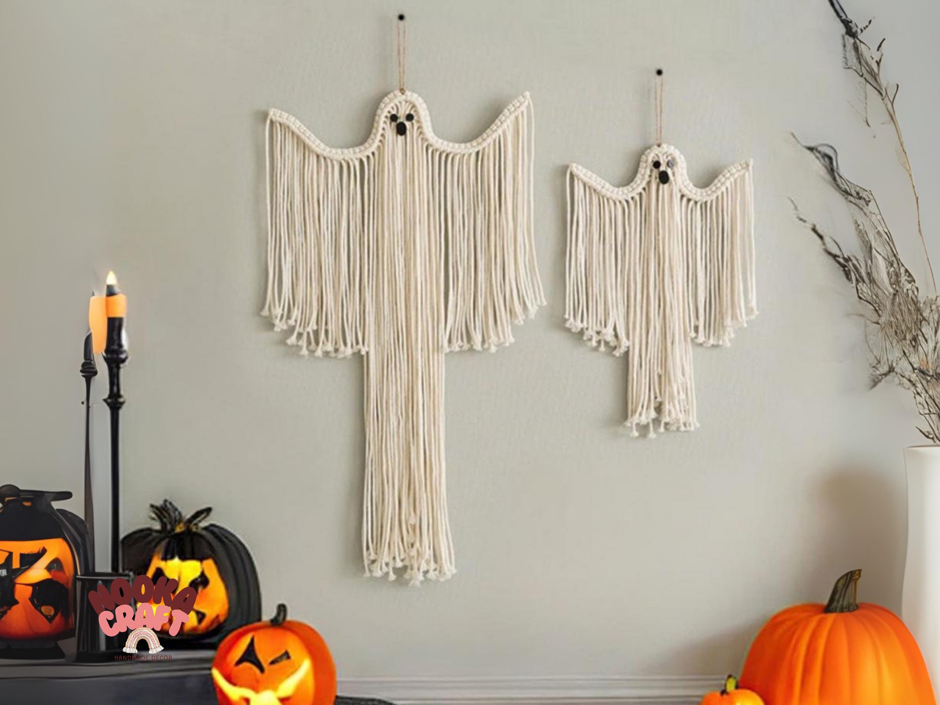 Spooky Rope Halloween Ghost Macrame Wall Hanging – Handmade Boho Spooky Décor ...