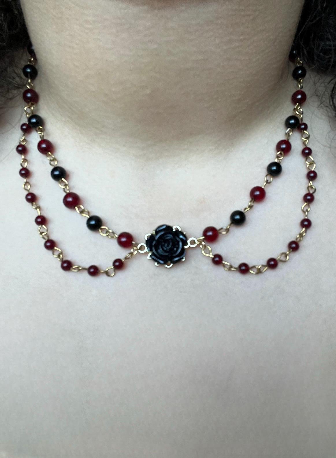 Gabriela Necklace: Black Rose Charm, Inspired by the Song Gabriela