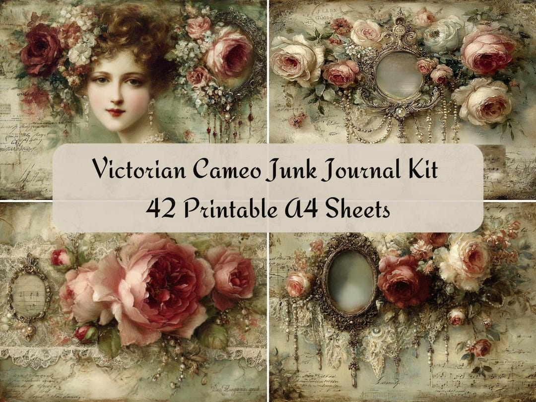 Victorian Cameo Junk Journal Kit Printable 42 A4 Sheets With Vintage ...