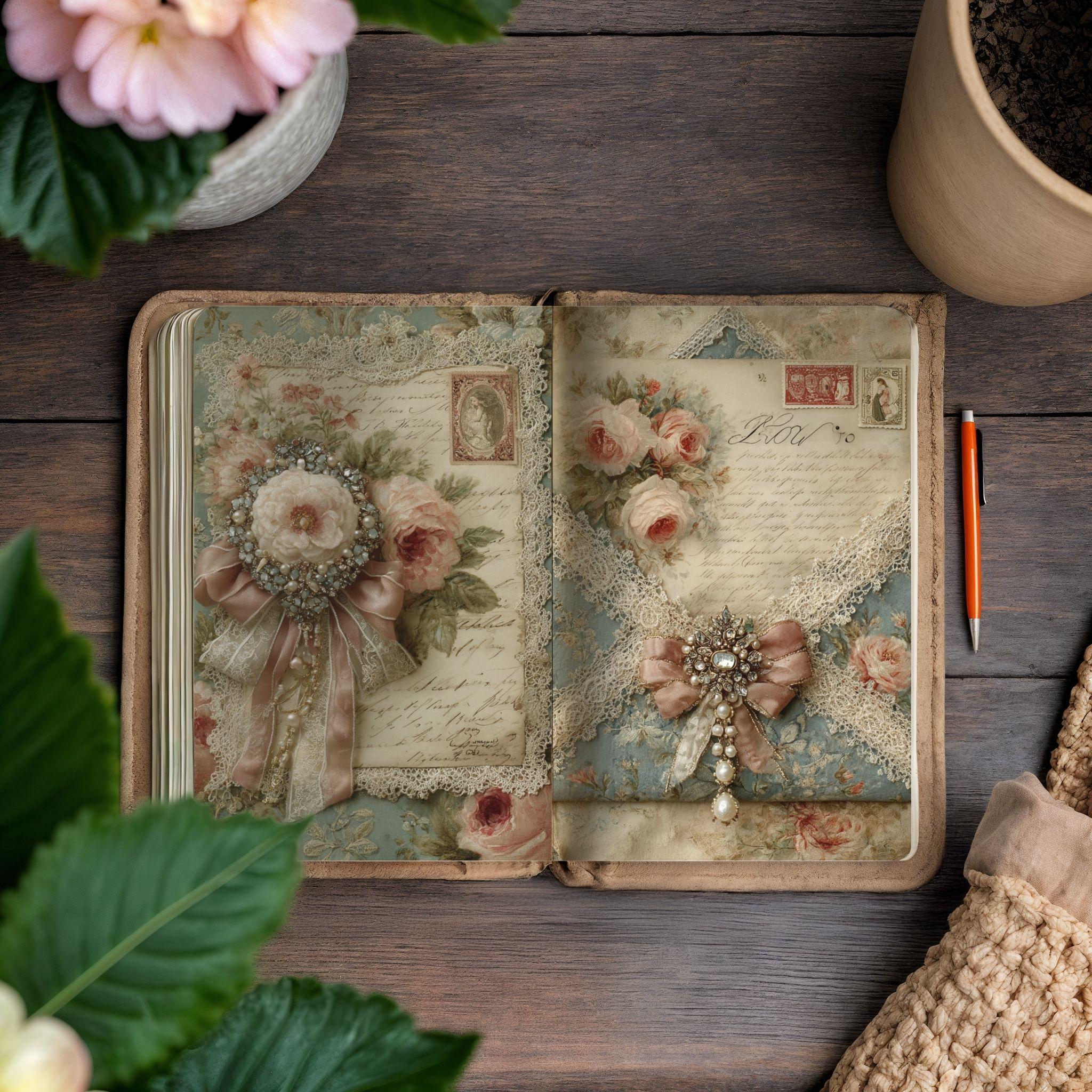 Victorian Love Letters Kit 22 Printable Journal Pages With Lace, Bows ...