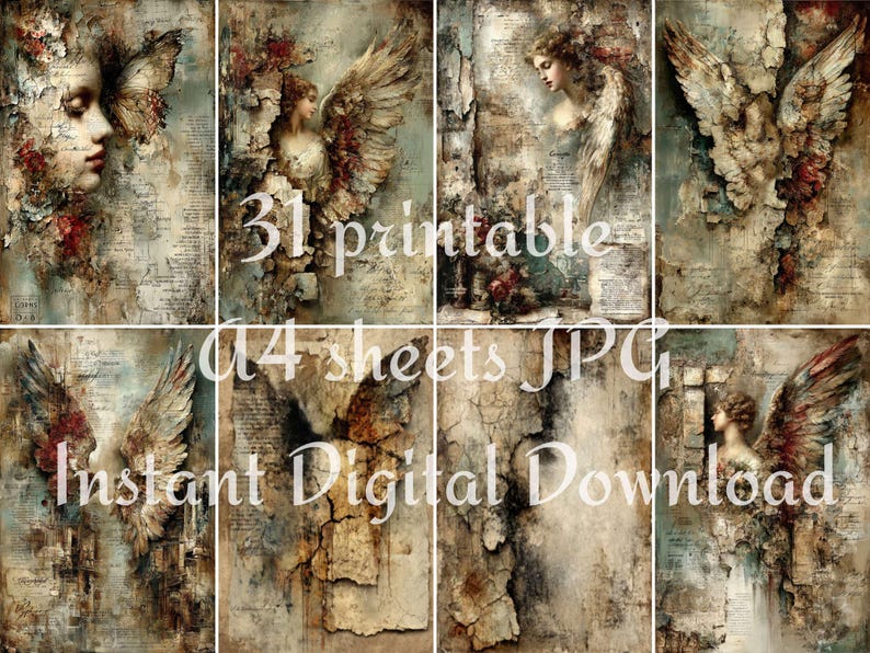 Peeling Plaster Digital Paper Set 31 Sheets Old Building Facades With ...