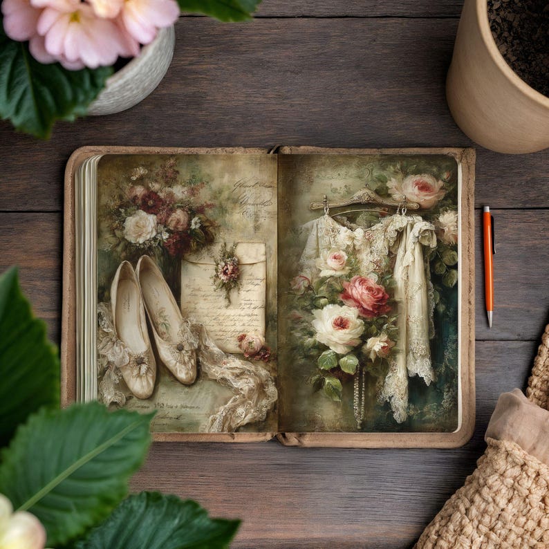 Victorian Lace Junk Journal Kit With Vintage Dresses, Gloves, Corsets ...