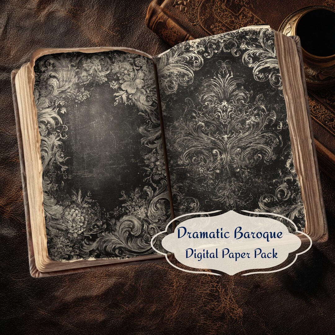Dramatic Baroque Digital Paper Pack, Vintage Ornamental Backgrounds ...