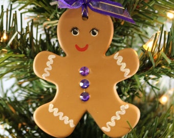 Hand Painted Ceramic Gingerbread Boy Ornament: Keepsake Christmas Decor