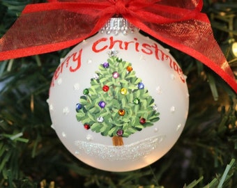 Christmas Tree Ornament, Custom Tree Ornament, Crystal Decorated Tree Ornament, Personalized Tree Ornament, Keepsake Christmas Gift Ornament