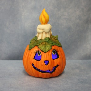 Pumpkin Candleholder, Jack O&#39; Lantern with Candle Topper, Tea Light Candleholder, Halloween Decoration, Fall Jack O&#39; Lantern Candleholder