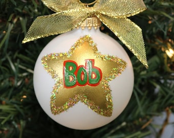 Hand-Painted Gold Star Personalized Name Ornament