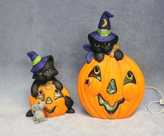 ψ(｀∇´)ψ ネコ魔女 【中】 かぼちゃランタンセット C ハロウィンの