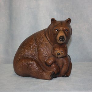 Hand-Painted Ceramic Mama and Baby Bear Figurine; Keepsake Gift for Bear Lover