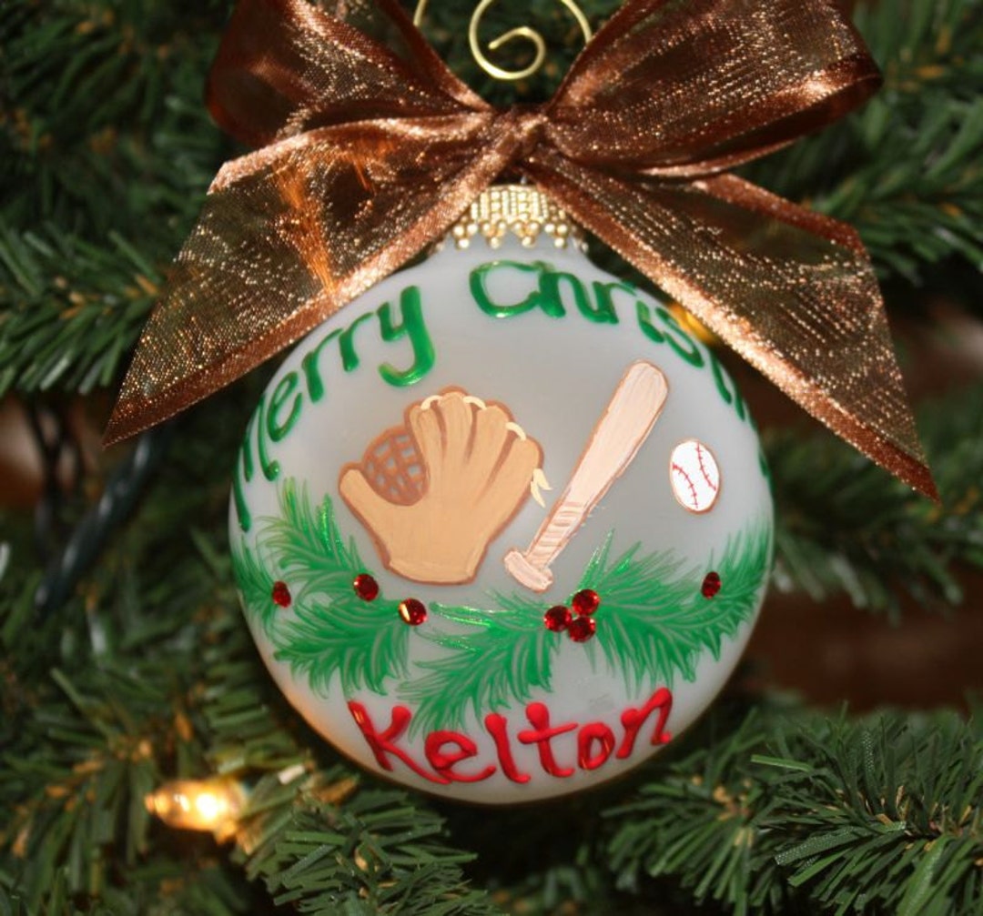 Personalized Baseball Ornament, Baseball Custom Ornament, Made or Order