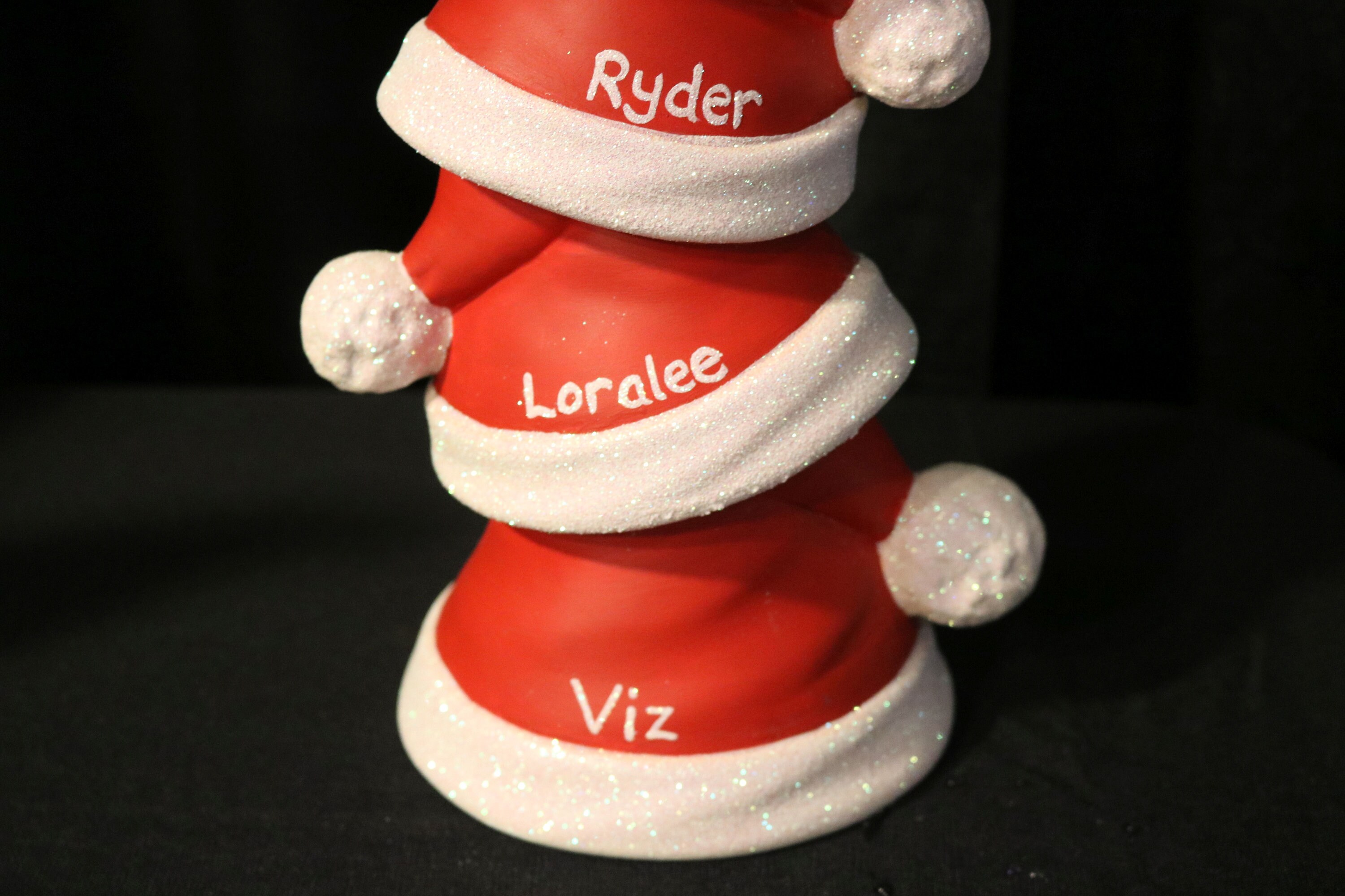 Santa Hat Stack Ceramic Hand Painted 