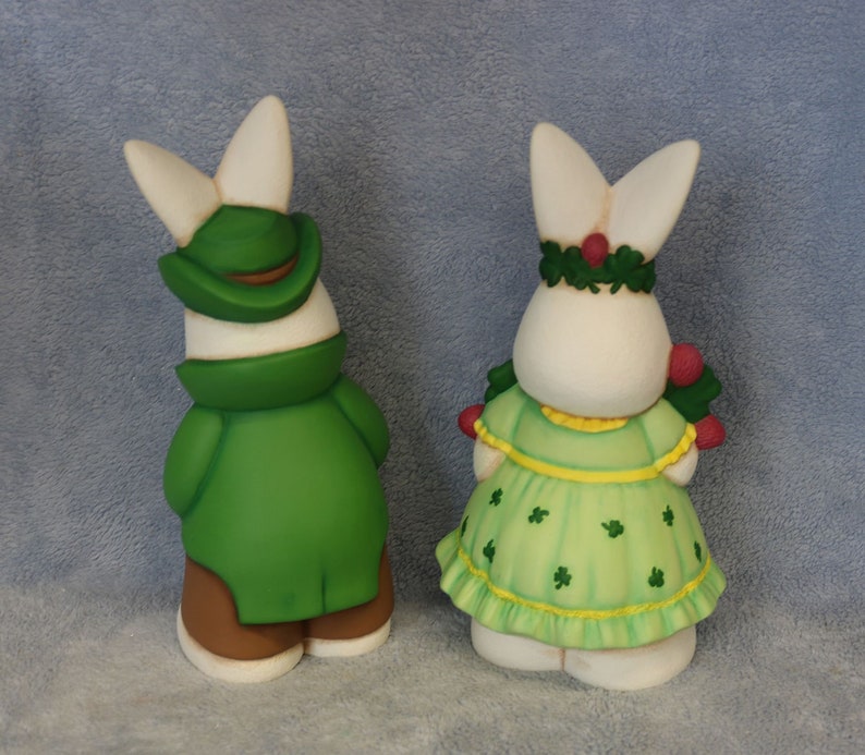 Irish Bunny Set Ceramic Bunny Set Hand-painted Rabbits with | Etsy