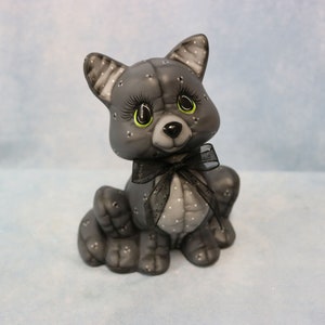 Ceramic Black Cat Softy, Black Cat Decoration, Ceramic Kitty Cat, Hand Painted Cat, Vintage Kimple Softee Cat, Halloween Decoration Cat Gift image 1