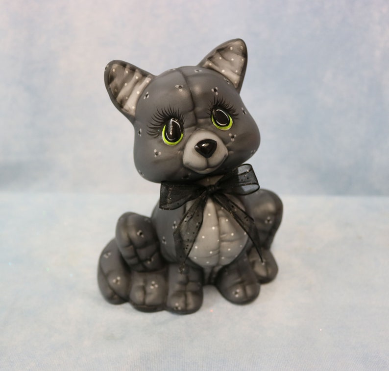 Ceramic Black Cat Softy, Black Cat Decoration, Ceramic Kitty Cat, Hand Painted Cat, Vintage Kimple Softee Cat, Halloween Decoration Cat Gift image 1