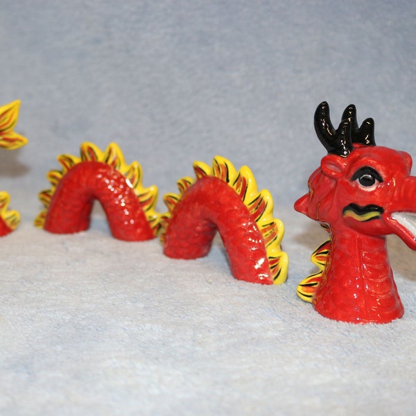 Ceramic Dragon Cake Topper, Reusable Cake Topper Dragon, Red Dragon, Red, Yellow and Black Dragon, Keepsake Dragon Cake Topper, Dragon Gift