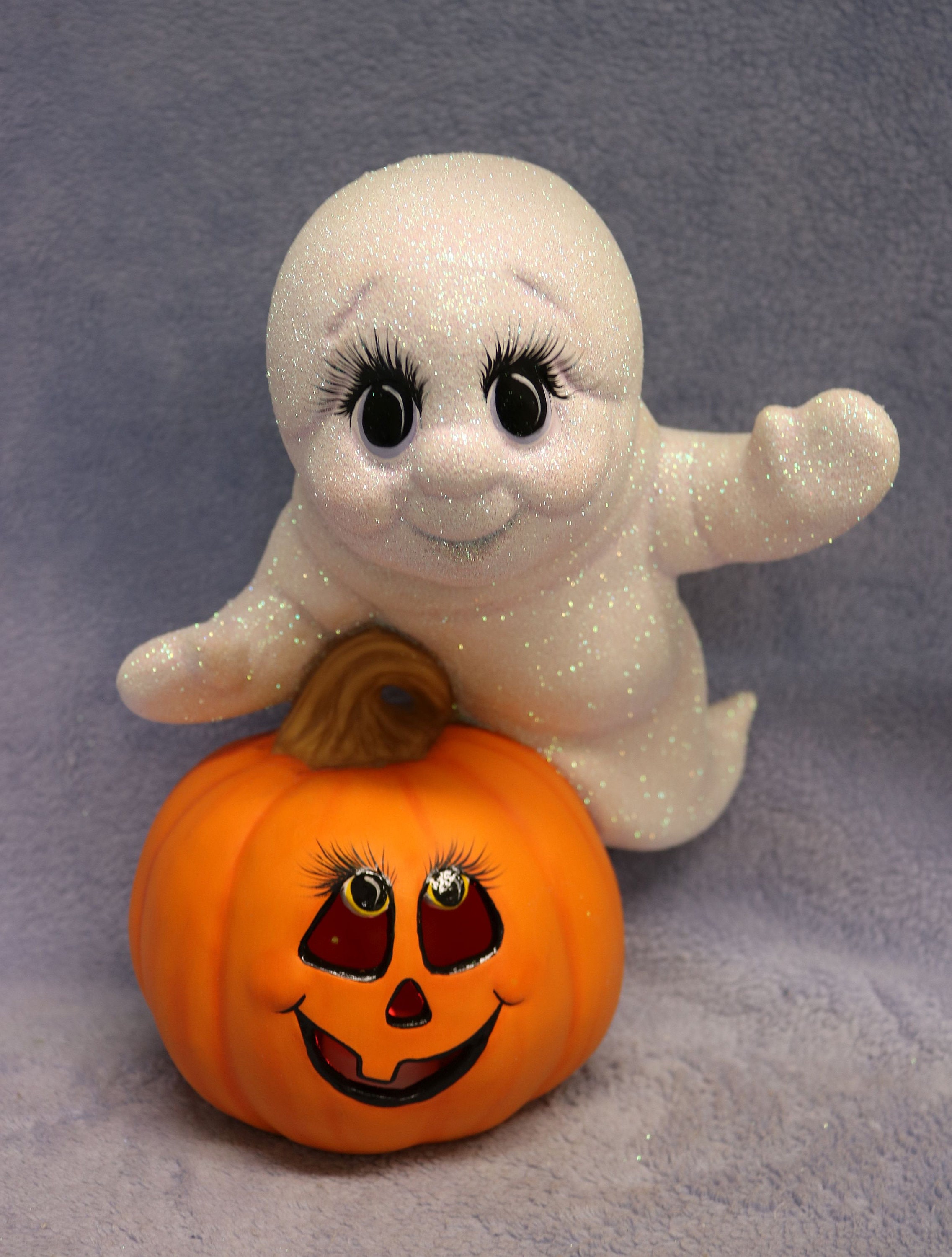 Hallmark Halloween Pumpkin Jack O Lantern White Teddy Bear Plush